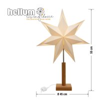 Paper Star white  Ø 45 cm, with wooden base, double layer Star, E14, w/o bulb