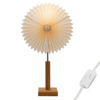 Paper Lamp white, with wooden base, "Sunny" ø 30 cm, E14, w/o bulb