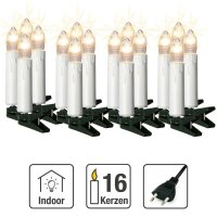 16-pcs Topcandle-Lightchain, with drops, clear bulbs, with EU-Plug, for indoor