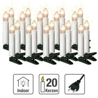 20-pcs. Topcandle-Lightchain, with drops, clear bulbs, with EU-Plug, for indoor