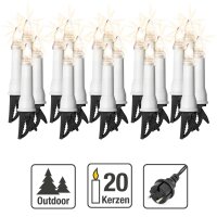 20-pcs. Topcandle-Lightchain, clear bulbs, with EU-Plug, for outdoor