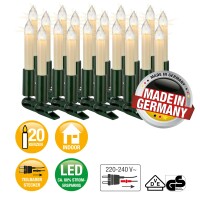 20-pcs. LED-Shaftcandle-Set, warm-white, indoor, detachable plug