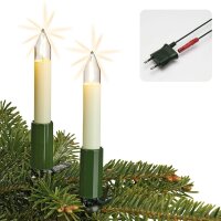 LED-Filament Schaftkerzenkette 20 LEDs warm-weiß, für innen, teilbarer Stecker