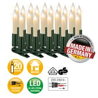 LED-Filament Schaftkerzenkette 20 LEDs warm-weiß, für innen, teilbarer Stecker