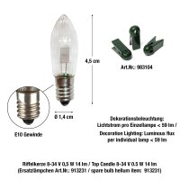 15-tlg. LED-Riffelkerzenkette, warm-weiß, für innen, teilbarer Stecker
