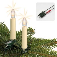LED-Lichterkette elfenbein/klar, 15 LEDs warm-weiß, für innen, teilbarer Stecker