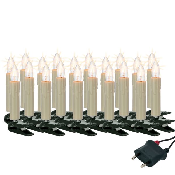 20-pcs. Topcandle Set, with drops, clear bulbs, indoor, detachable plug