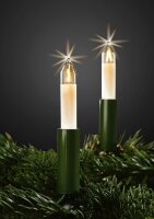 Hellum LED Lichterkette Weihnachtsbaum Made-in-Germany, Tannenbaum Lichterkette mit Clip, 10 Lichter, beleuchtete Länge 630 cm, Kabel grün Schaft weiß, für Innen mit teilbarem Stecker ‎831054