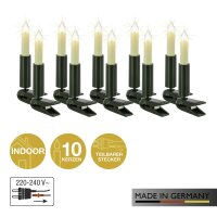 10-pcs. Smallshaftcandle-Set, clear bulbs, indoor, detachable plug